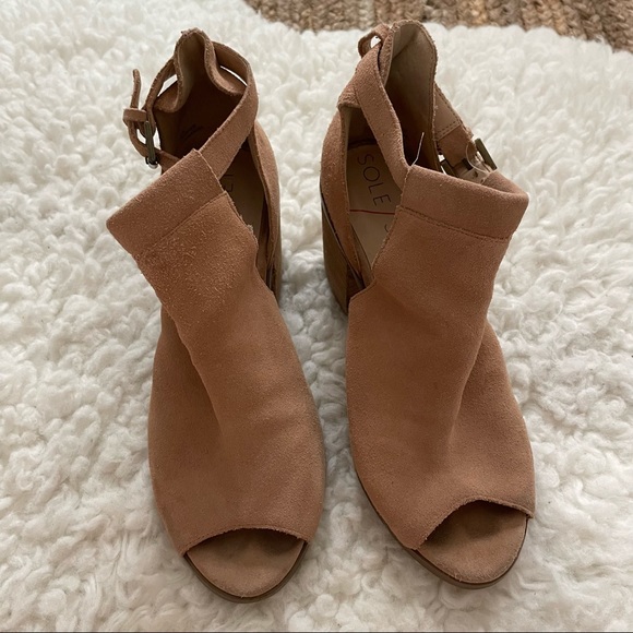 Sole Society Tan Peep Toe Cut Out Booties - Picture 4 of 9